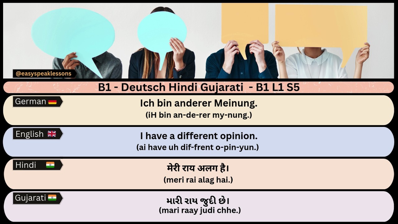 Deutsch Hindi Gujarati 🇩🇪🇮🇳 B1L1 | Deutsch Lernen | Easy German | Indian Language #shorts