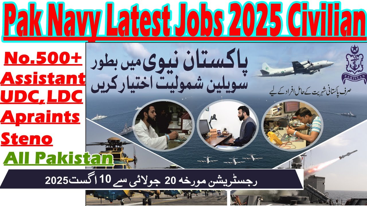 Pakistan Navy Civilian Jobs 2025 | Apply Online for Assistant, UDC, LDC, Storeman & Apprentices