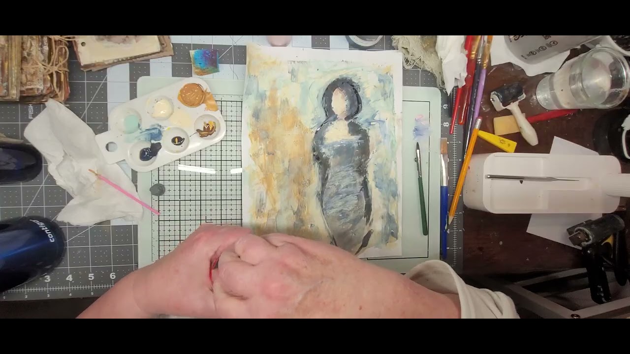 Look who showed up! #artist #mixmedia #uglyart #grungegirl #silhouette #gelliplate #viralvideo