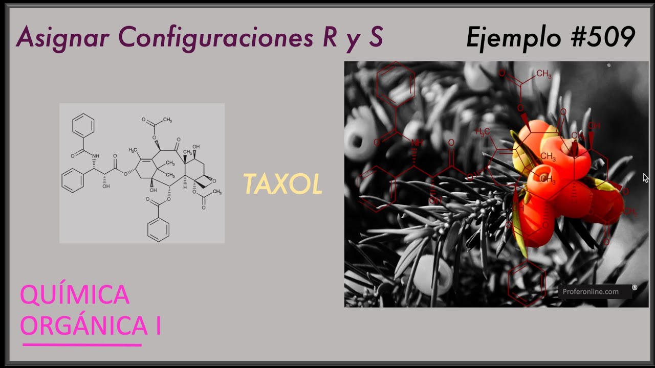 Ejemplo de un fármaco con 11 centros estereogénicos. Estereoquimica del taxol #509