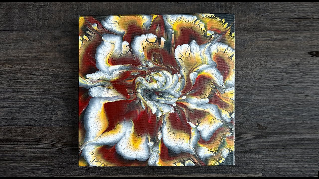 3-D Flower Acrylic Pour Painting Tutorial in Warm Colors