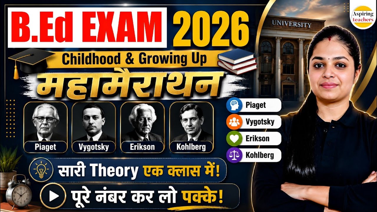 B.Ed Exam 2026 | Childhood and Growing Up Marathon | Piaget, Vygotsky, Erikson, Kohlberg