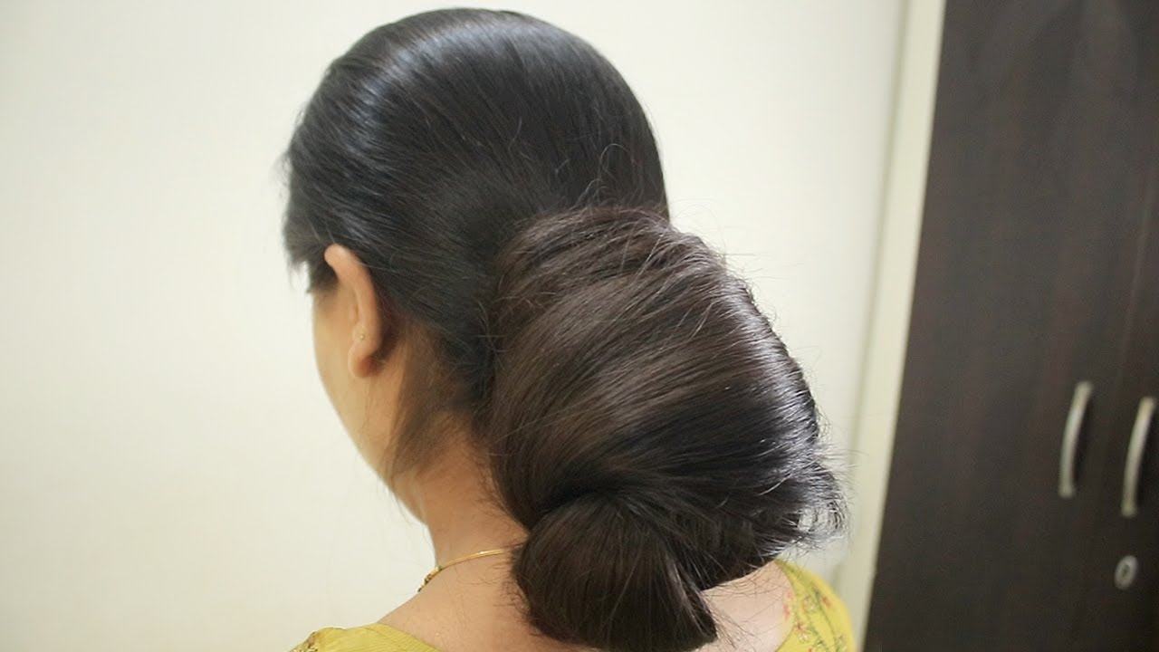 Everyday Low Hair Bun Hairstyle | DIY Semi Loose Low Hair Bun | Quick & Easy Long Hair Bun Hairstyle