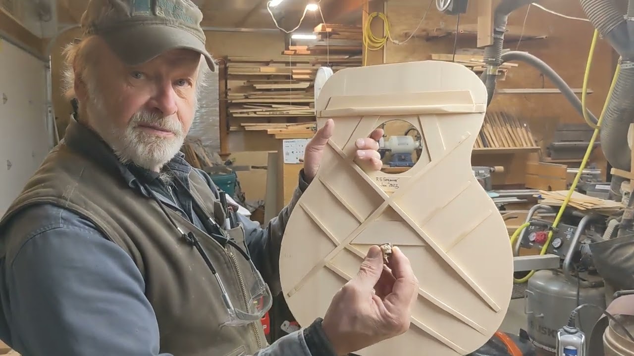 Old-growth red spruce soundboard for a custom OM guitar