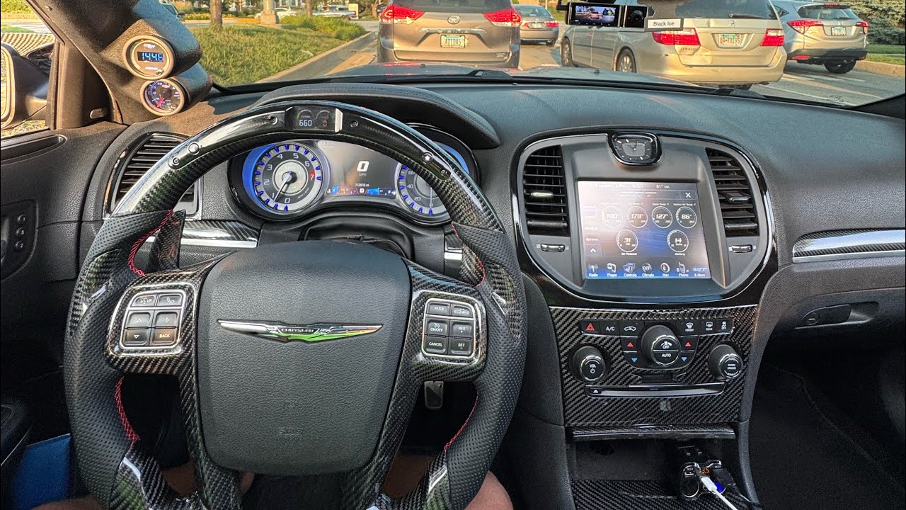 I PUT A NEW LED  CARBON FIBER STEERING WHEEL IN MY SUPERCHARGED CHRYSLER 300 ! 
