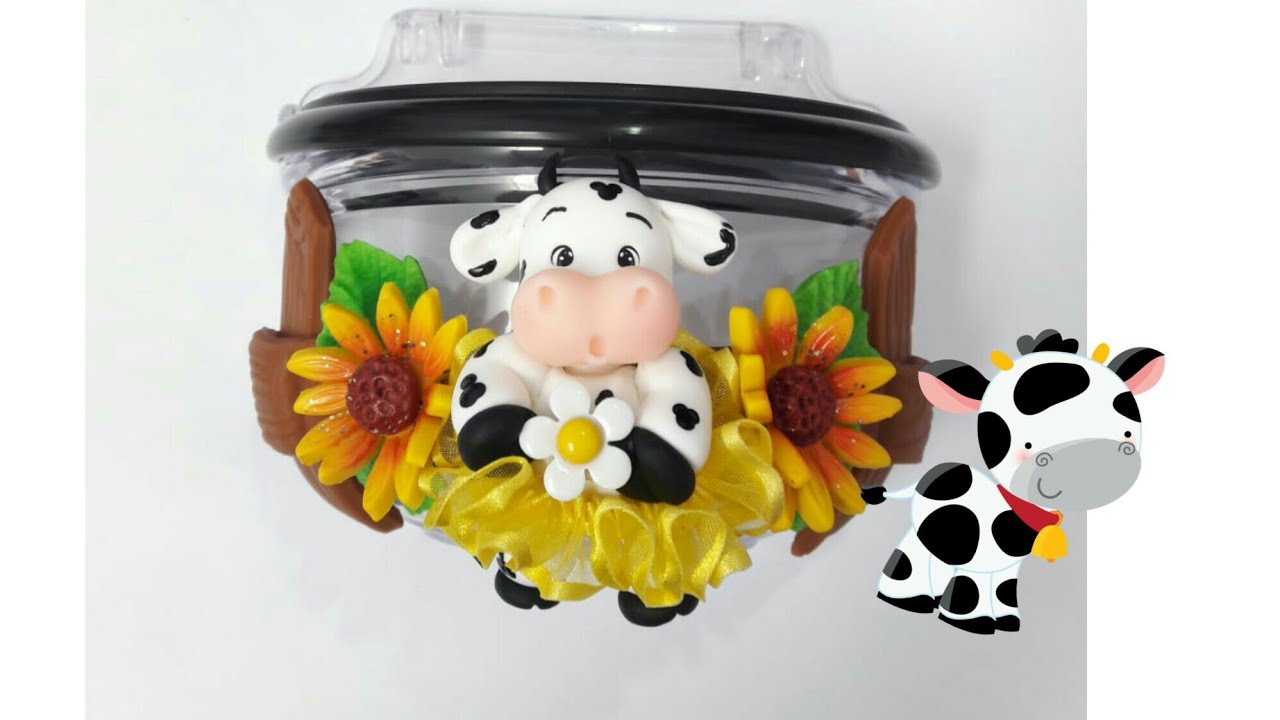 DIY-saleiro decorado no tema vaquinha :faby arte em biscuit