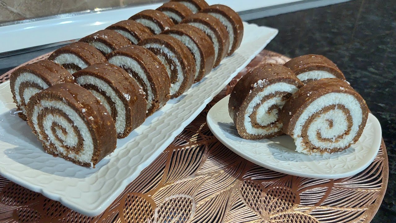 Brzi rolat sa kokosom!Bez pečenja od samo nekoliko sastojaka #recept #kolači