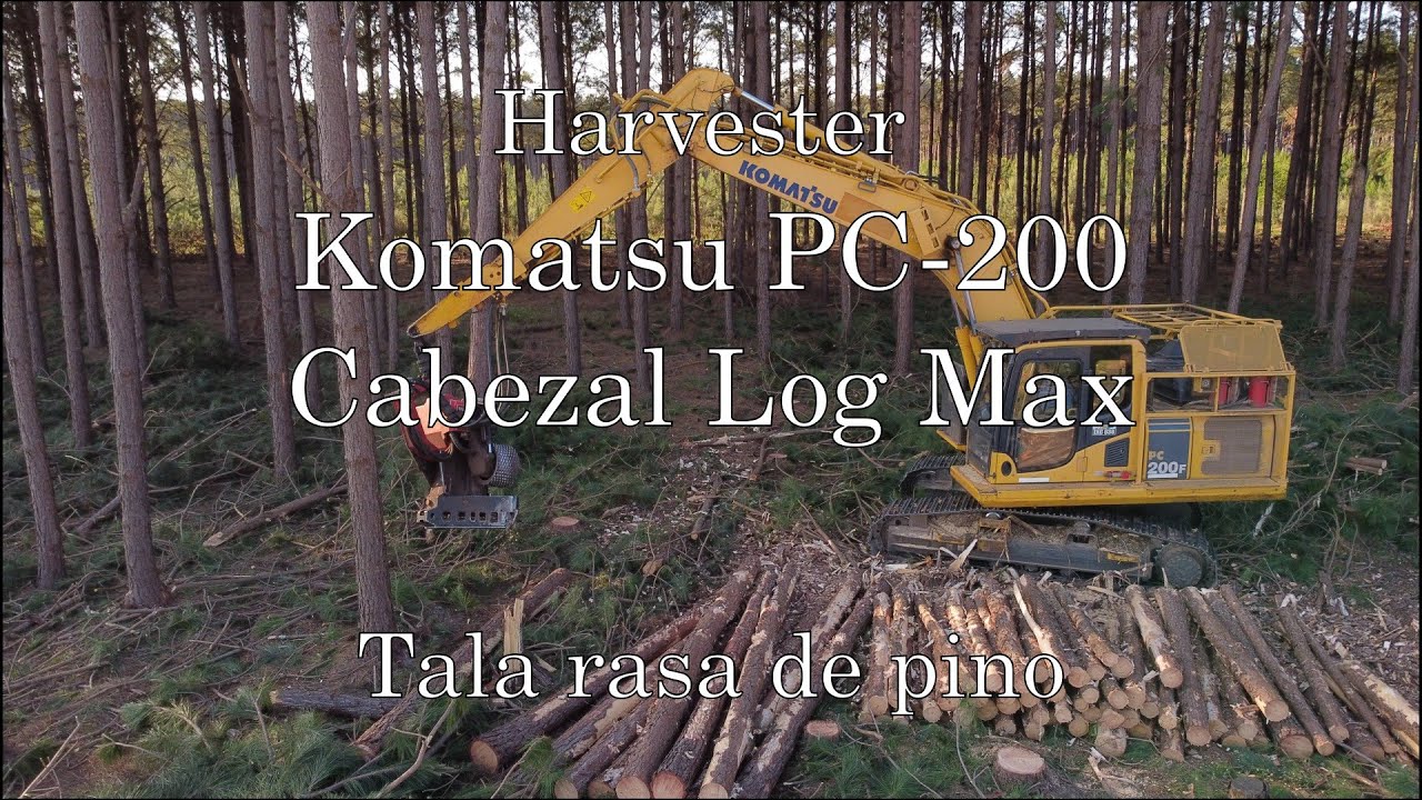 Harvester Komatsu PC200 con cabezal Log Max