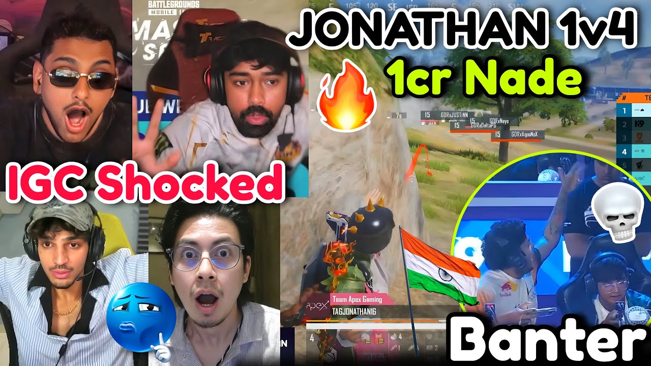 🇮🇳S8UL GODL TAG Shocked 🥶Angry JONATHAN 1v4 H@cker Nade💣 Banter knife Jonny 🔪😱 Tap on TOP 🖤