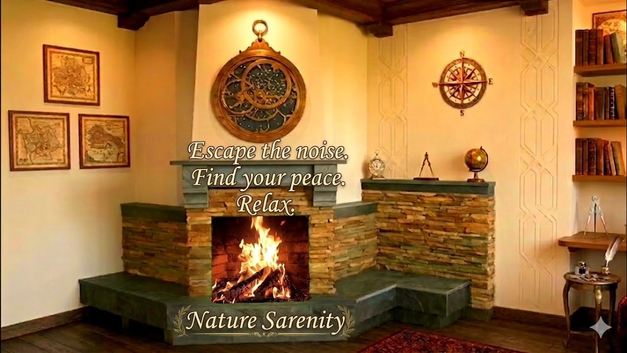 Cozy Fireplace & Library Ambience 🔥 Relaxing Crackling Sounds for Sleep, Study & Focus
