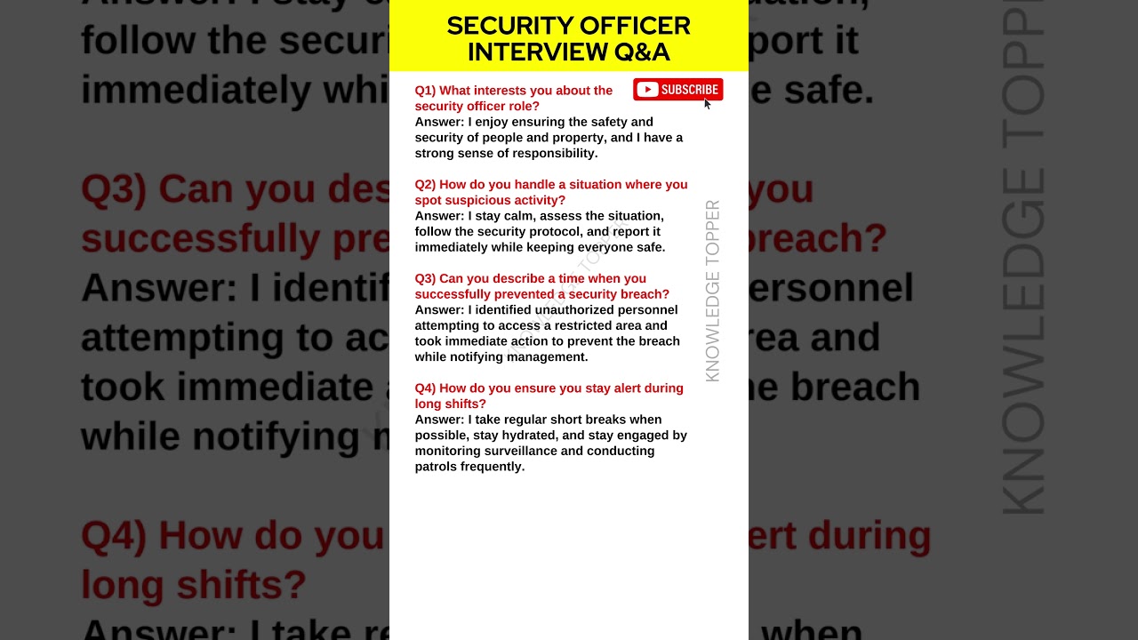 Security Officer Interview Questions and Answers | Security Officer Job Interview