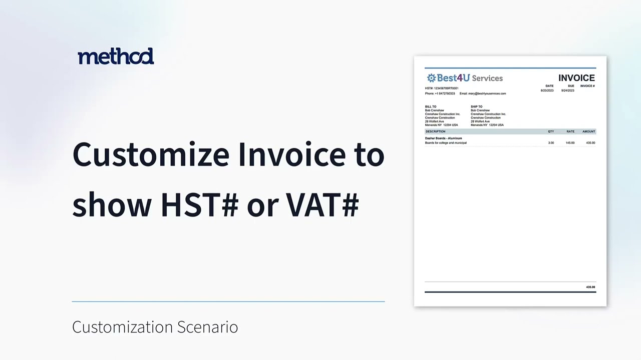 Add an HST/VAT number to your QuickBooks invoice