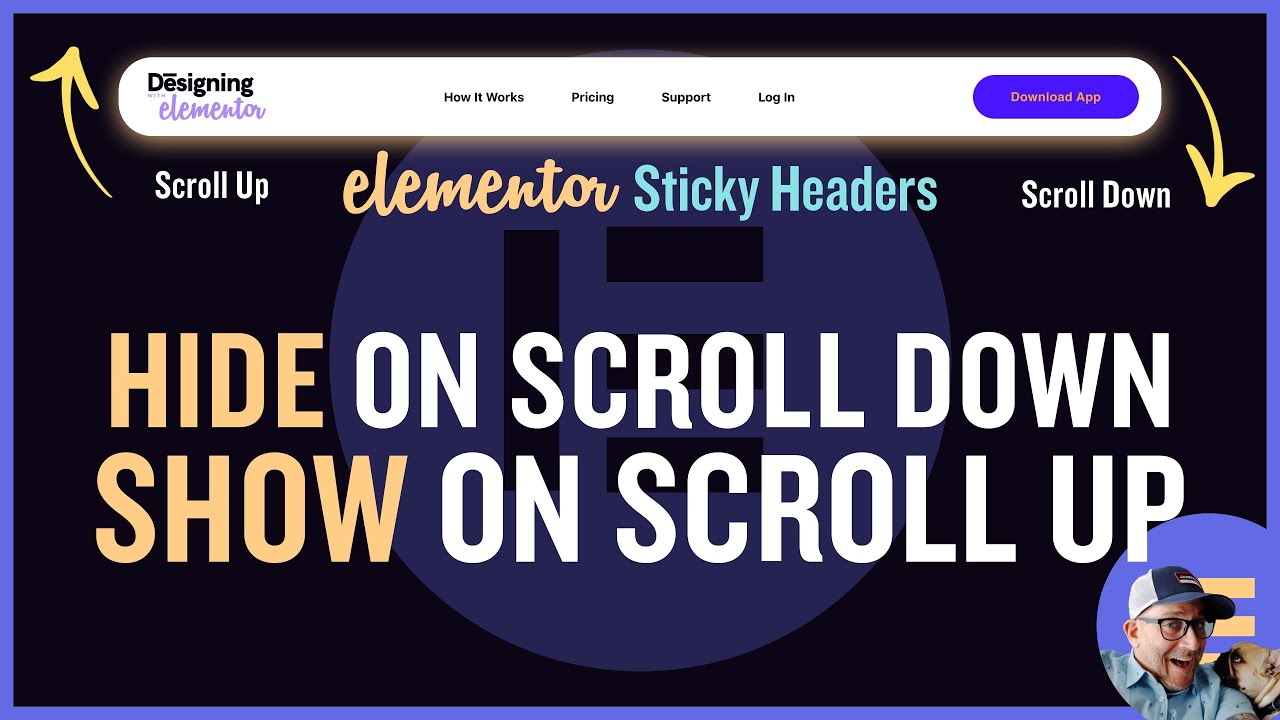 Заголовки Elementor Sticky: скрыть заголовок при прокрутке вниз, показать при прокрутке вверх