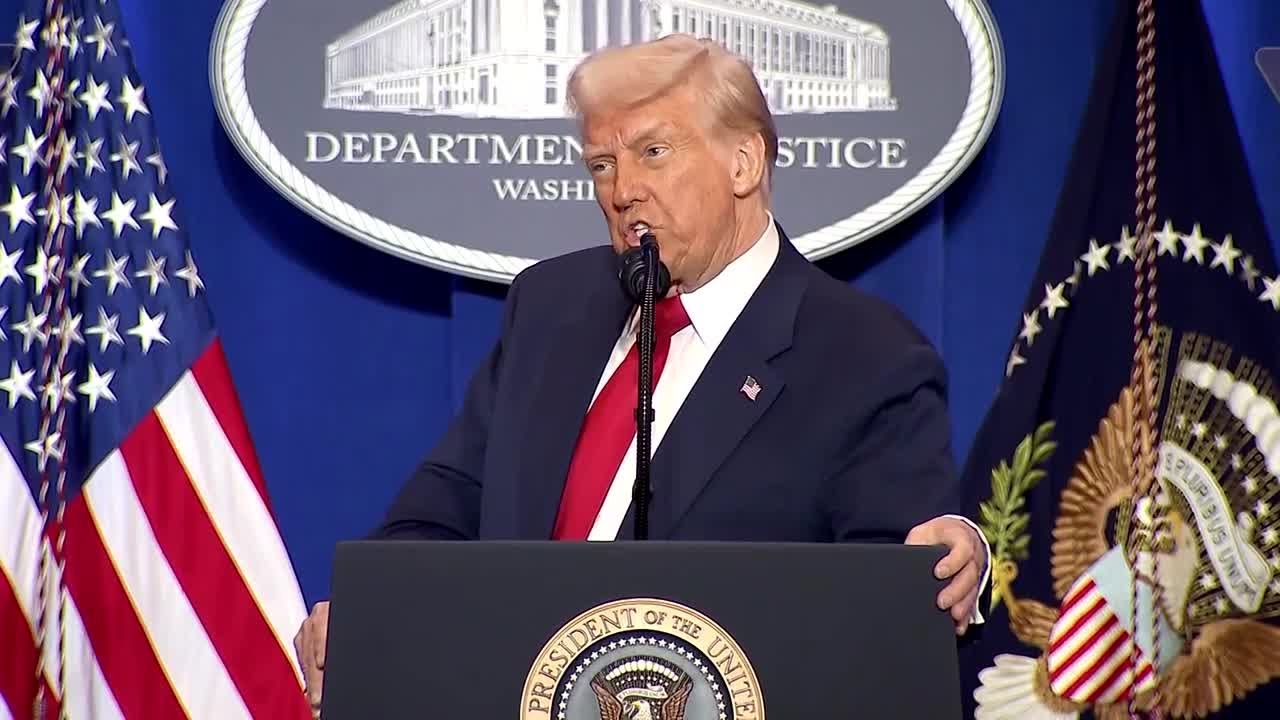 Trump pledges to 'expose' his enemies in political speech at Justice Department