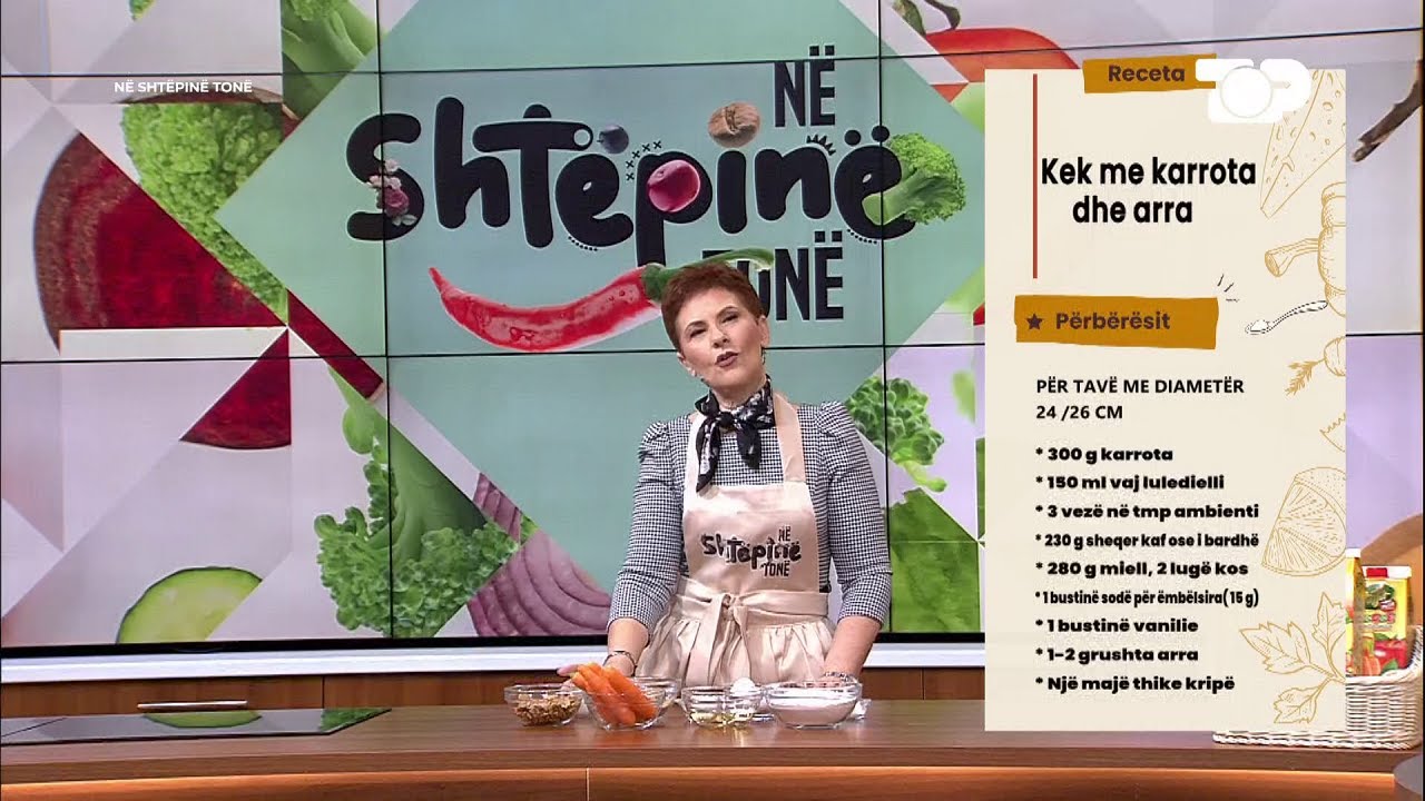 Si të gatuajmë kek me karrota dhe arra nga Linda Fishta - Në Shtëpinë Tonë