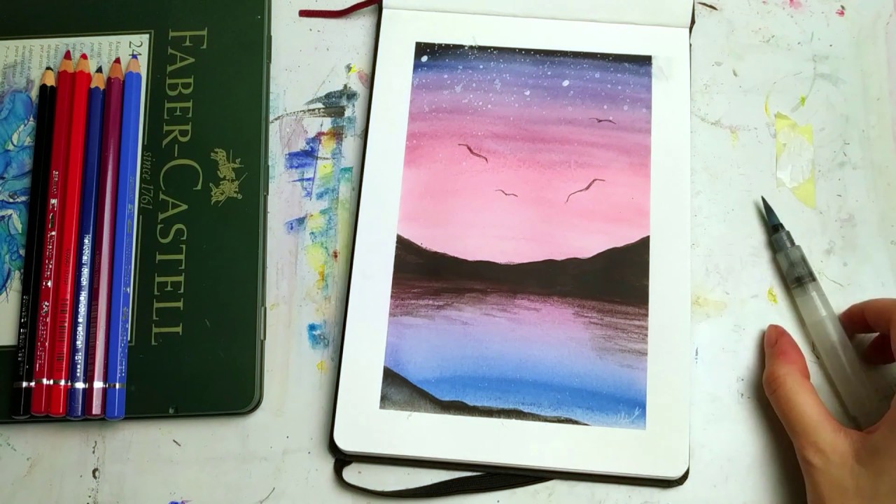 How to use watercolor pencils galaxy