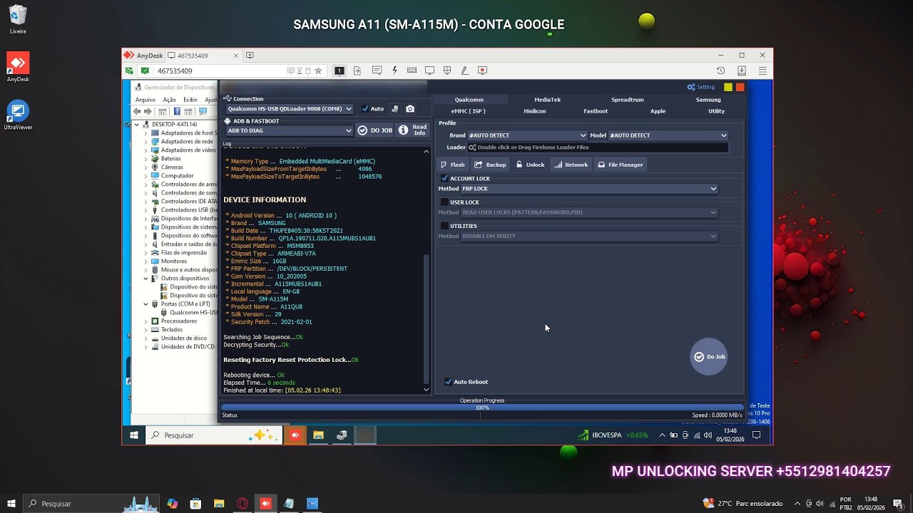 Samsung Galaxy A11 (SM-A115M) – Conta Google FRP | Serviço Remoto