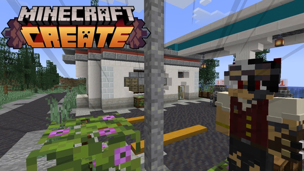 I Build a Gas Station Using Minecraft Create Mod! Create Remaster