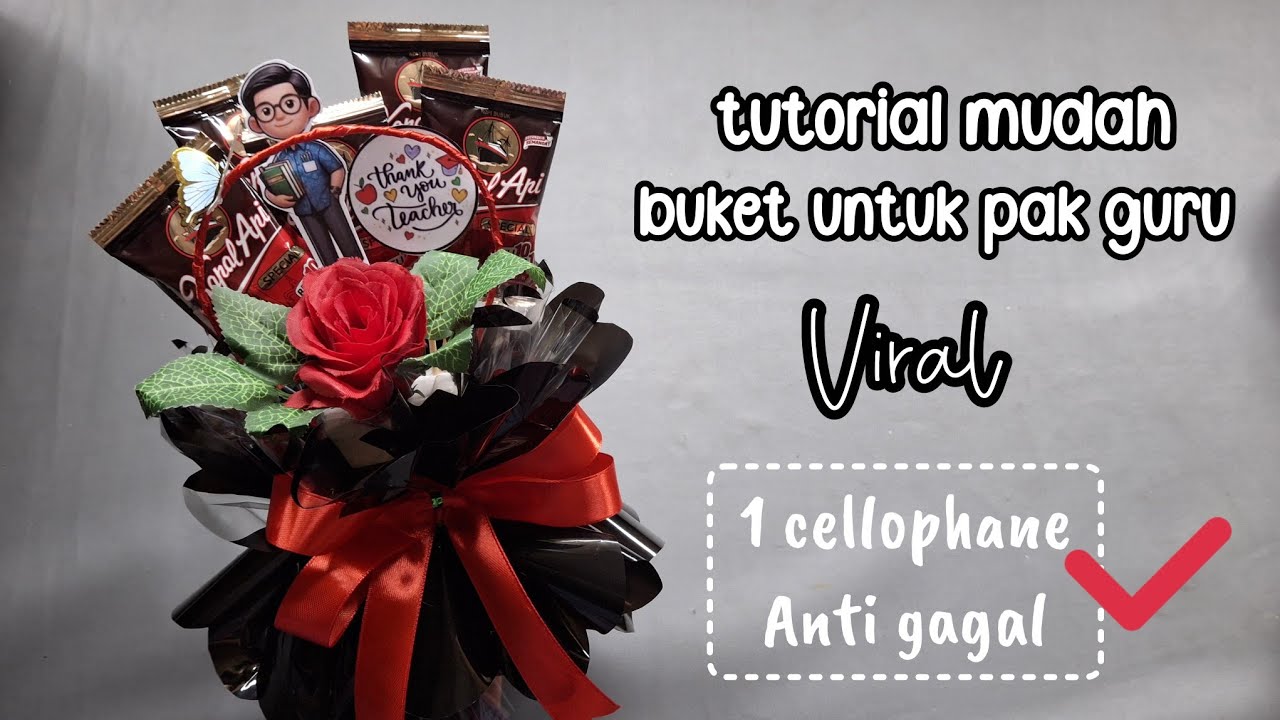 Tutorial mudah buket viral 1 cellophane | buket kopi untuk pak guru 