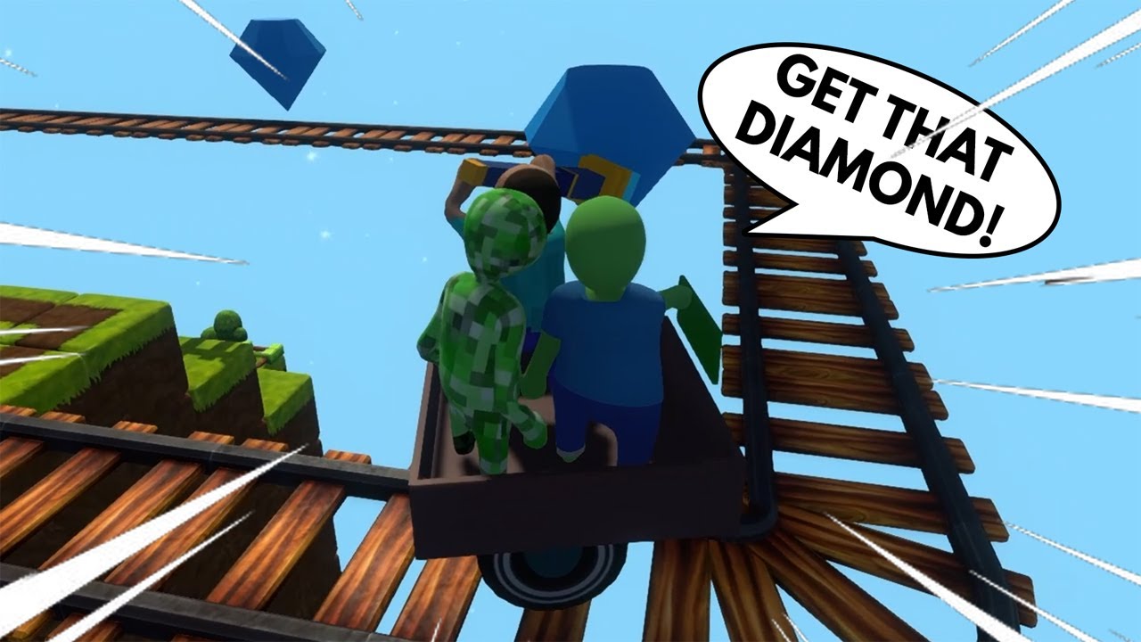 MINECRAFT СТИВ ЗОМБИ И КРИПЕР СОБИРАЮТ АЛМАЗЫ В HUMAN FALL FLAT