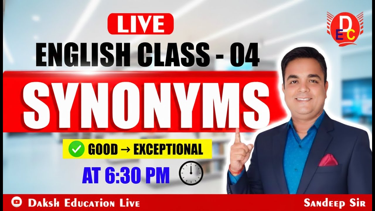 English Synonyms Live Class - 04 for SSC CGL