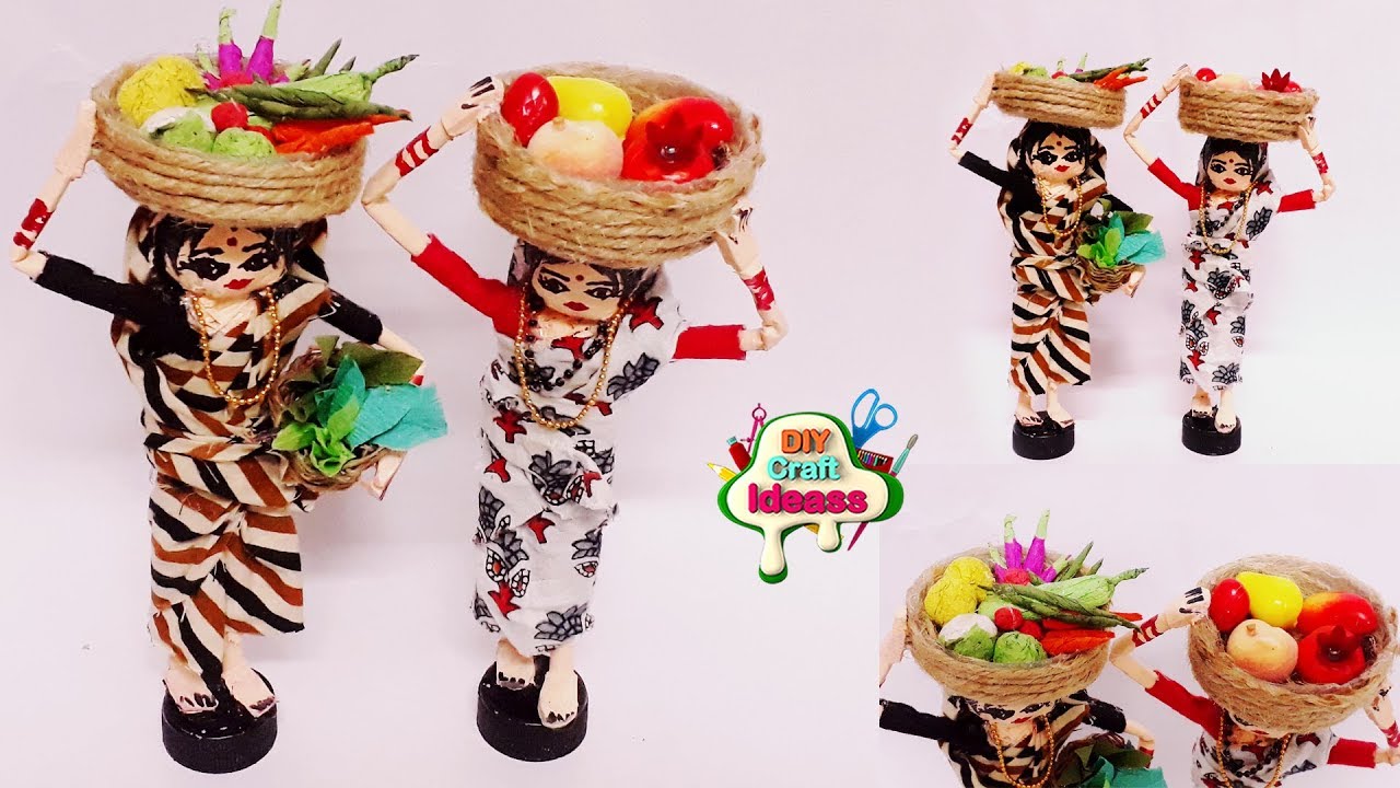 vegetables and fruits selling women With newspaper|Newspaper|navaratri dolls/goku dolls/dasara dolls