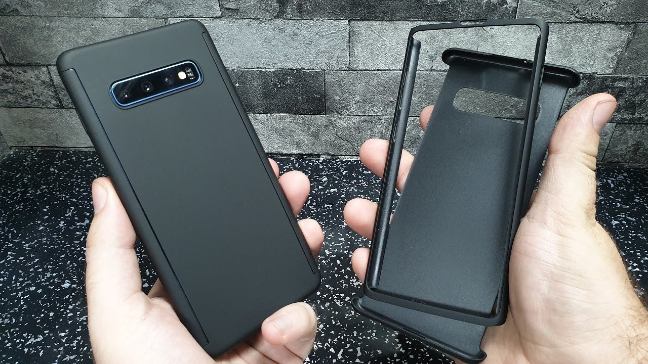 Black 360 Full Protection Case for Samsung S10 plus, S10e including a screen protector
