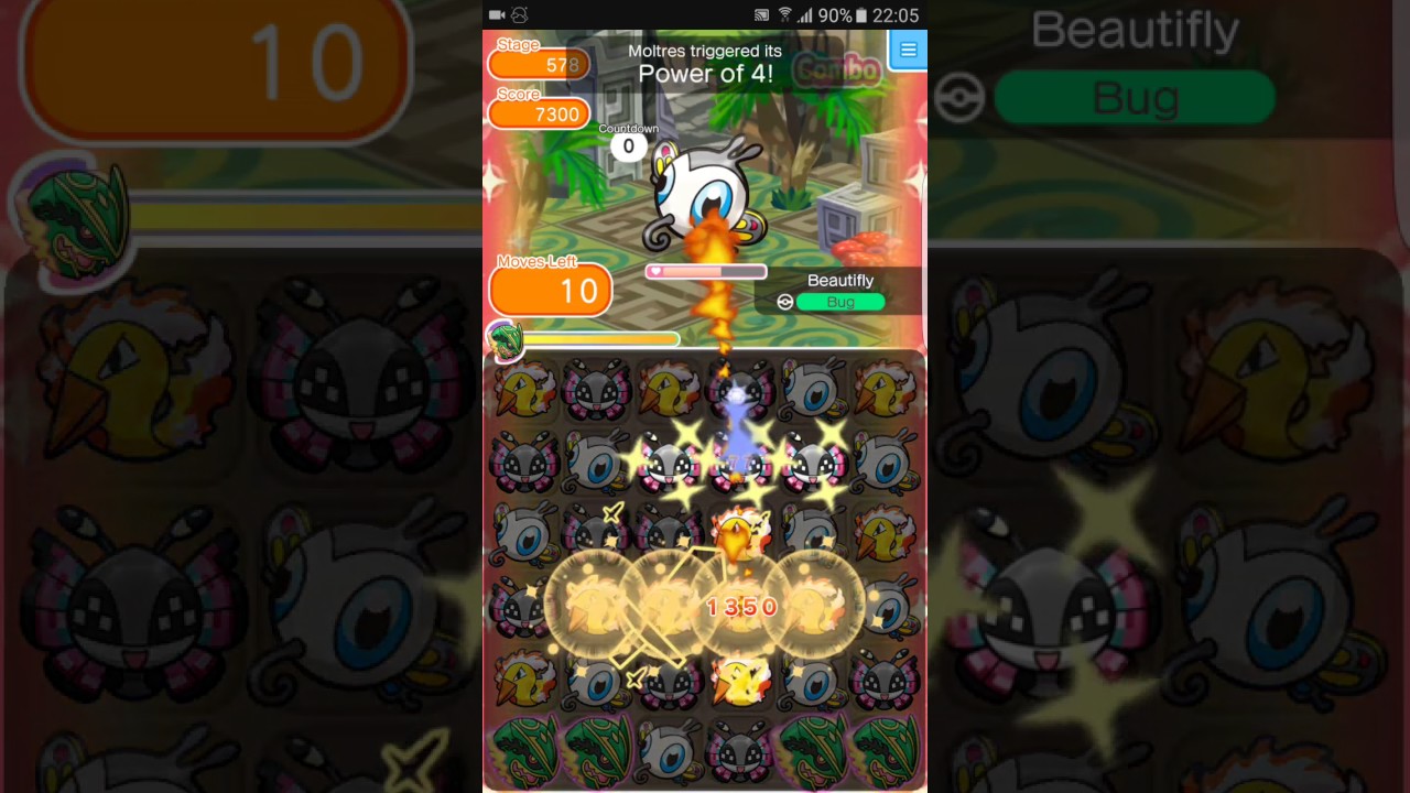 Pokemon Shuffle Mobile Main Stage 578 Beautifly S Rank『ポケとる スマホ版』
