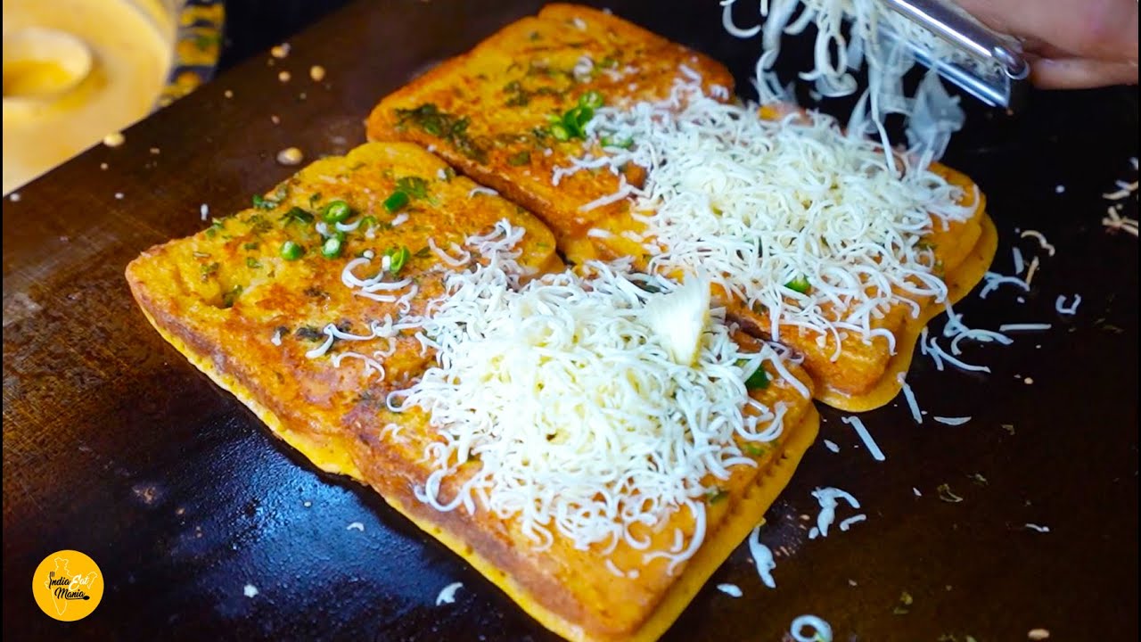 Famous Cheese Bread Besan Pudla Making In Zaveri Bazar Rs. 50/- Only l Mumbai Street Food