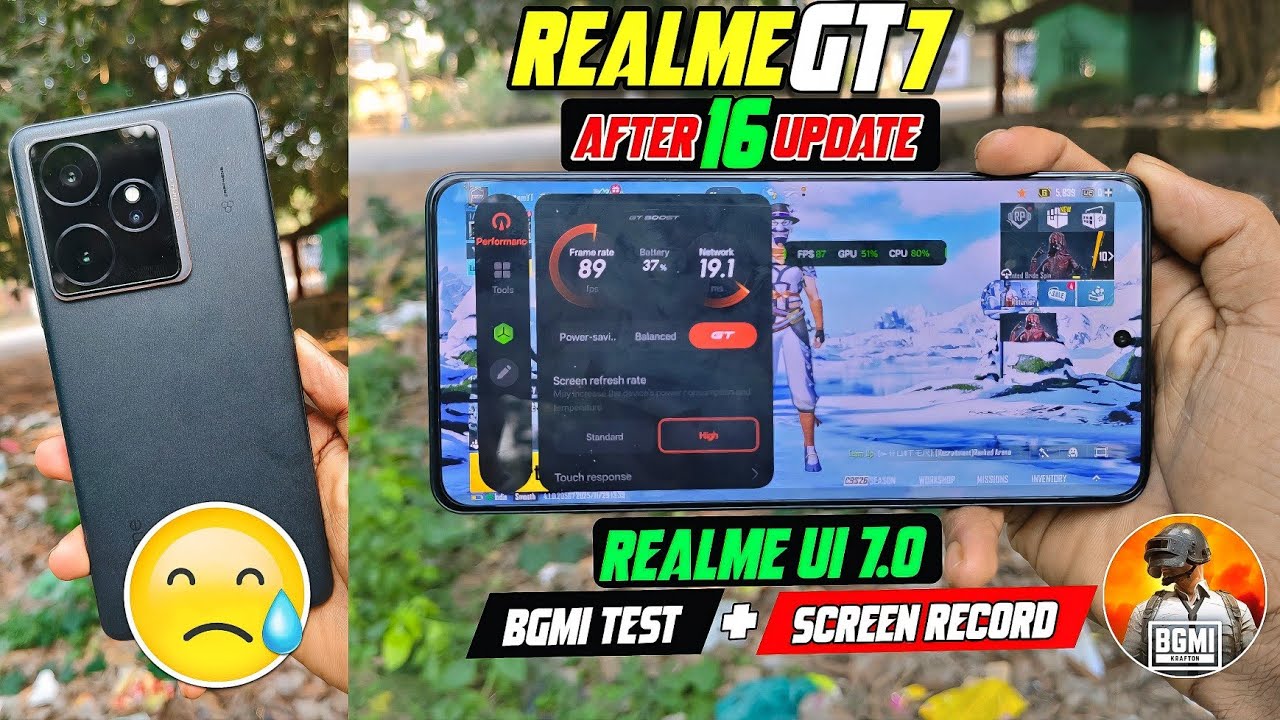 ⚡Don't buy Realme gt 7😭 |REALME gt 7 After Android 16 & Realme us 7.0 update 120 FPS BGMI Test⚡