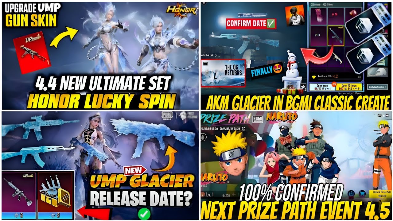 🔴NEXT ULTIMATE SET BGMI 4.4😍| NEXT PRIZE PATH IN BGMI 4.5🔥| AKM GLACIER CLASSIC CREATE & UMP GLACIER