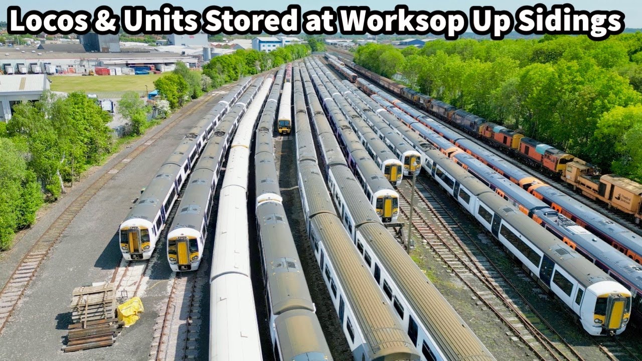 360° AERIAL VIEWS of the LOCOS & Units Stored at Worksop Up Sidings