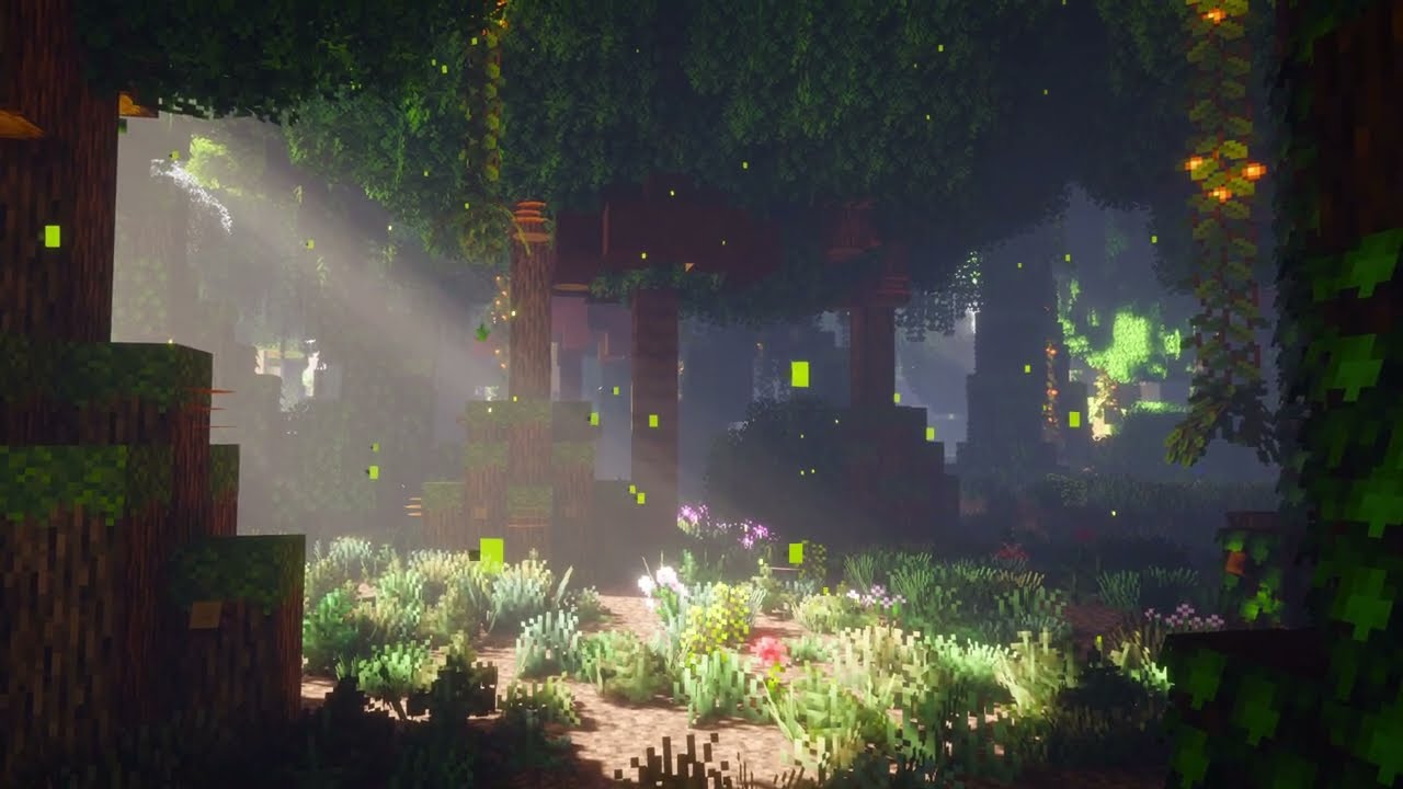 Minecraft Fireflies Forest Live Wallpaper