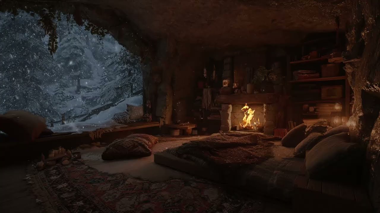 Sleep Feels Distant Again | Snow Falls Beyond the Silent Cave, Firelight Glows Within | Calm Returns