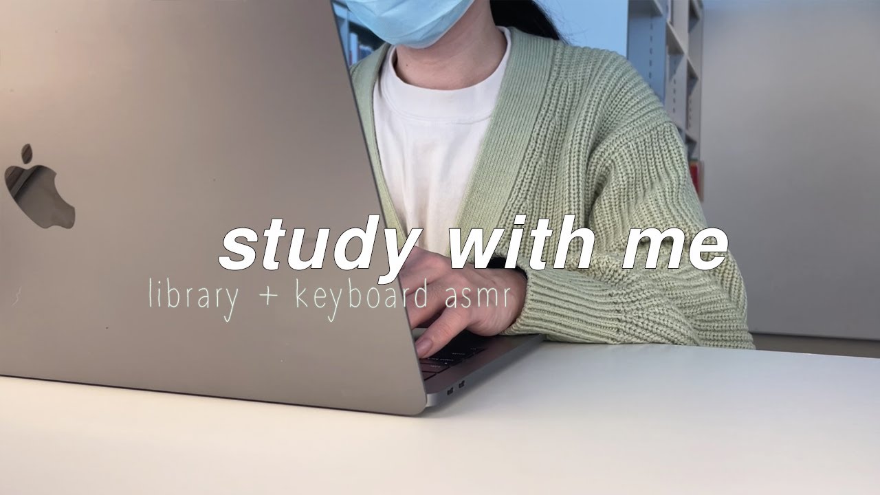1 hour STUDY WITH ME ft library sounds and macbook keyboard asmr 💻, no music, no break, real time