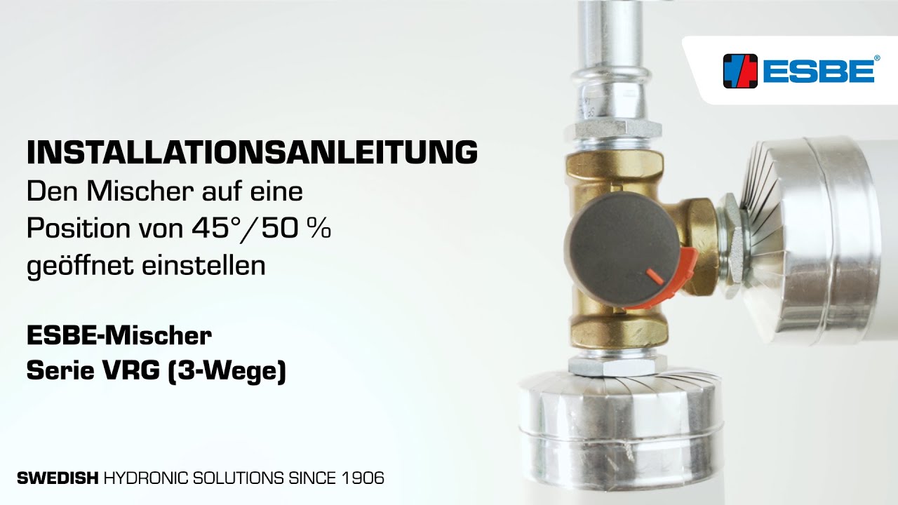Wie Sie den ESBE 3-Wege Mischer in die 45&deg;-Position/auf 50 % offen (VRG) einstellen