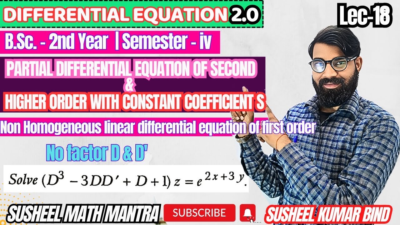 BSc-2nd y(4th sem)|differential equation|PDE of second and higher order wcc|Non HLEOf 1st order|