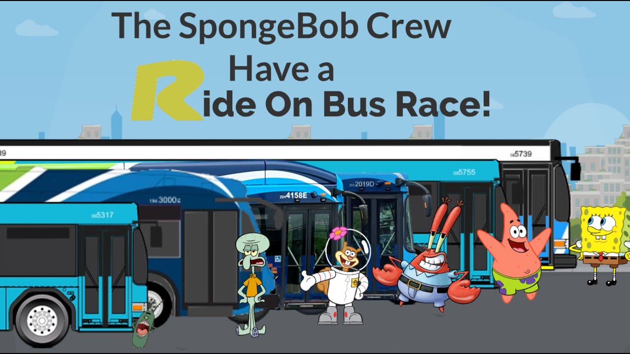 The SpongeBob Crew Have a Ride On Bus Race!