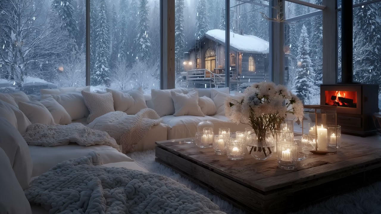 Soothing Piano and Crackling Fire Sounds 🔥 Peaceful Winter Ambience for Deep Rest
