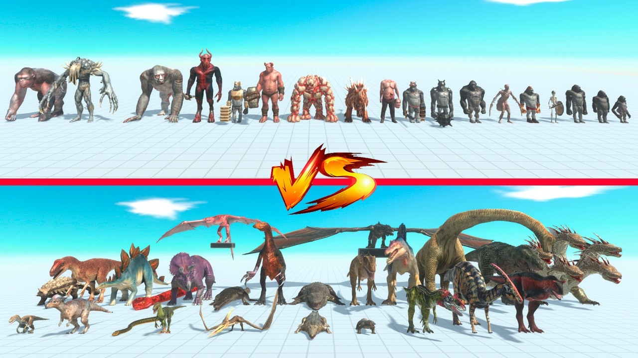 Reptiles + Dinosaurs vs Infernals + Primates - Animal Revolt Battle Simulator
