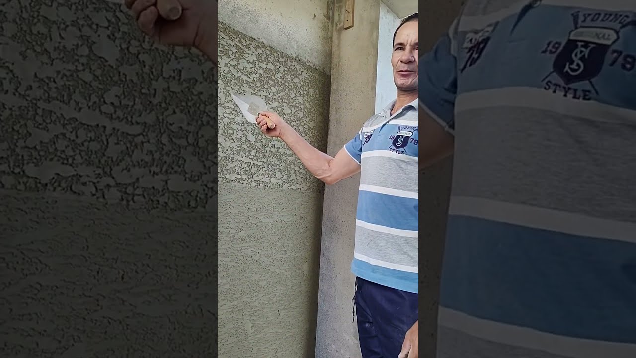 mostrando passo a passo como fazer textura projetada com argamassa projetada e rolo cabelo de anjo