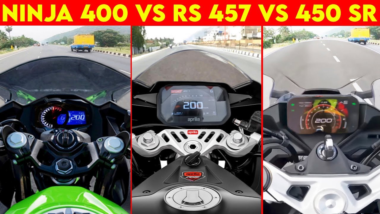 CF MOTO 450SR VS NINJA 400 VS APRILIA RS 457 | 0 TO 200 | TOPSPEED