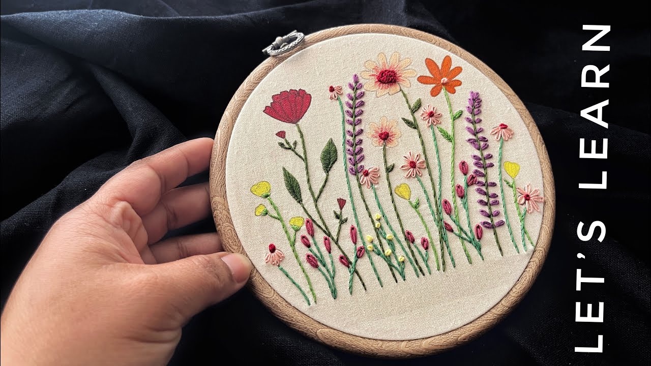 Hand embroidery tutorial for beginners/Lazy Daisy & Stem Stitch