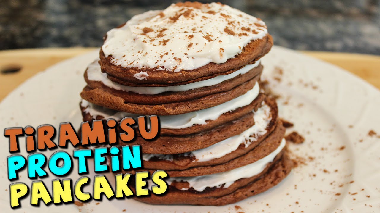 Healthy Tiramisu Protein Pancakes with Frosting