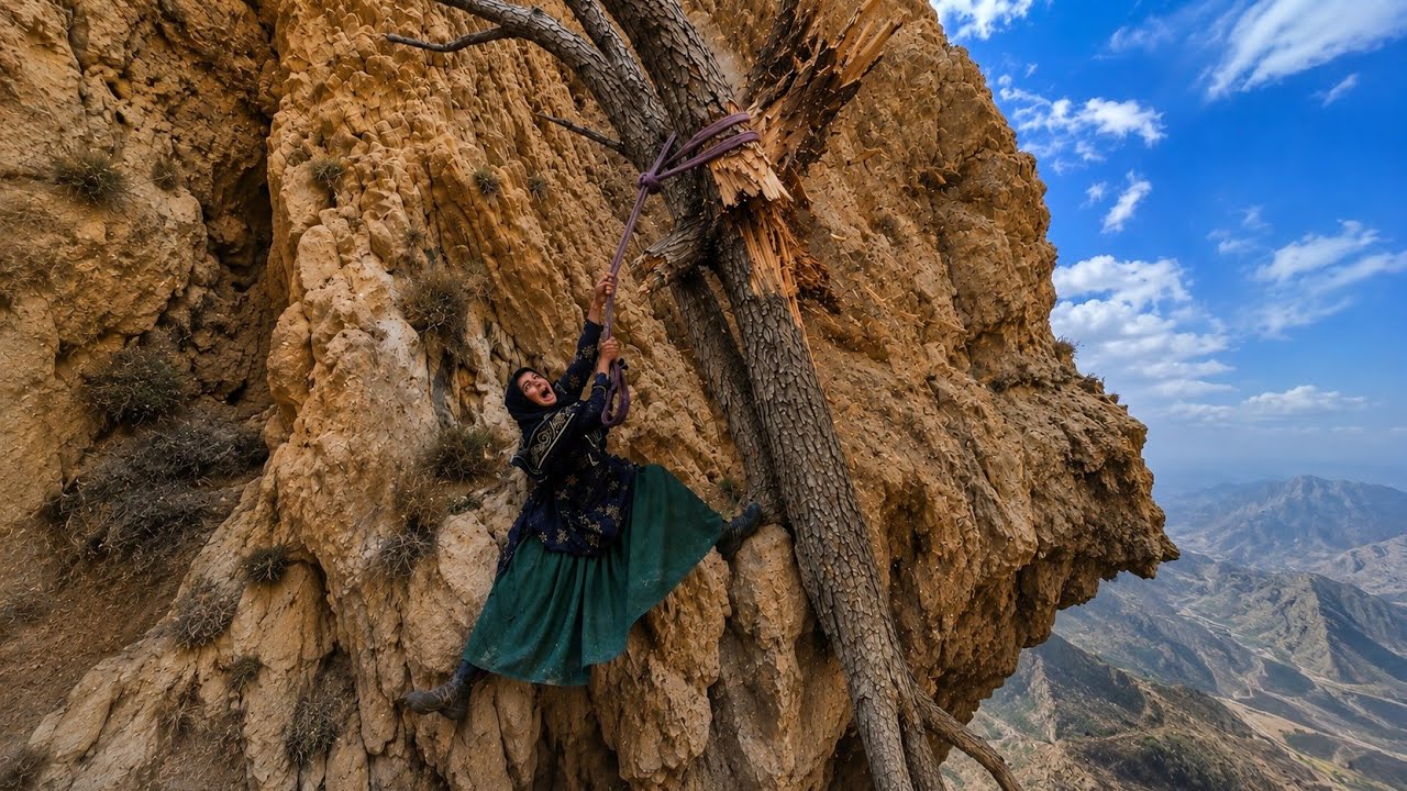 🌳⛰️ Ismat&rsquo;s Dangerous Adventure in the Zagros Mountains | A Tree Breaking Among the Cliffs