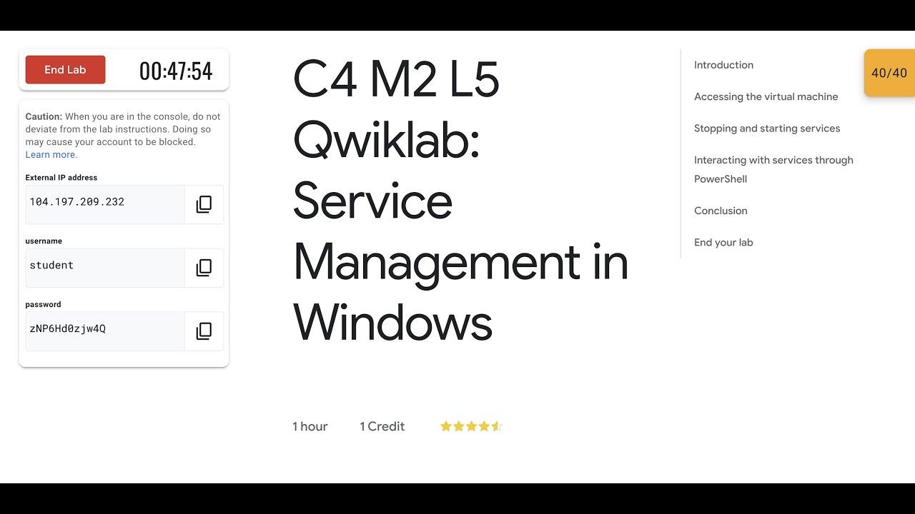 C4 M2 L5 Qwiklab: Service Management in Windows|| #coursera  || #qwiklabs