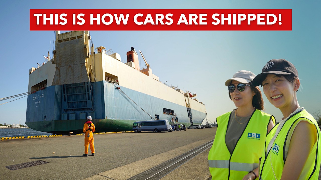 Jak samochody z Japonii są wysyłane za granicę 🚢 | Wewnątrz gigantycznego statku RoRo! | Autocom ...