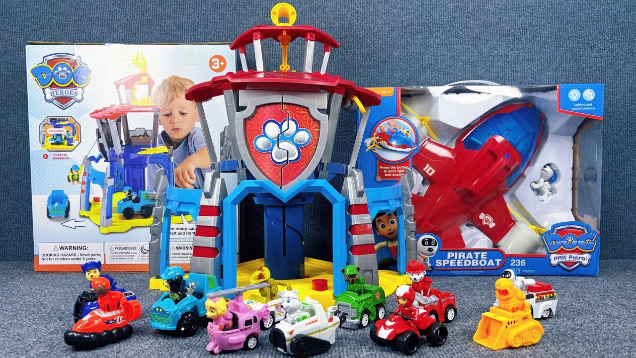 Paw Patrol Lookout Tower Playset Unboxing & Display | Full Pups & Vehicles | Relaxing ASMR