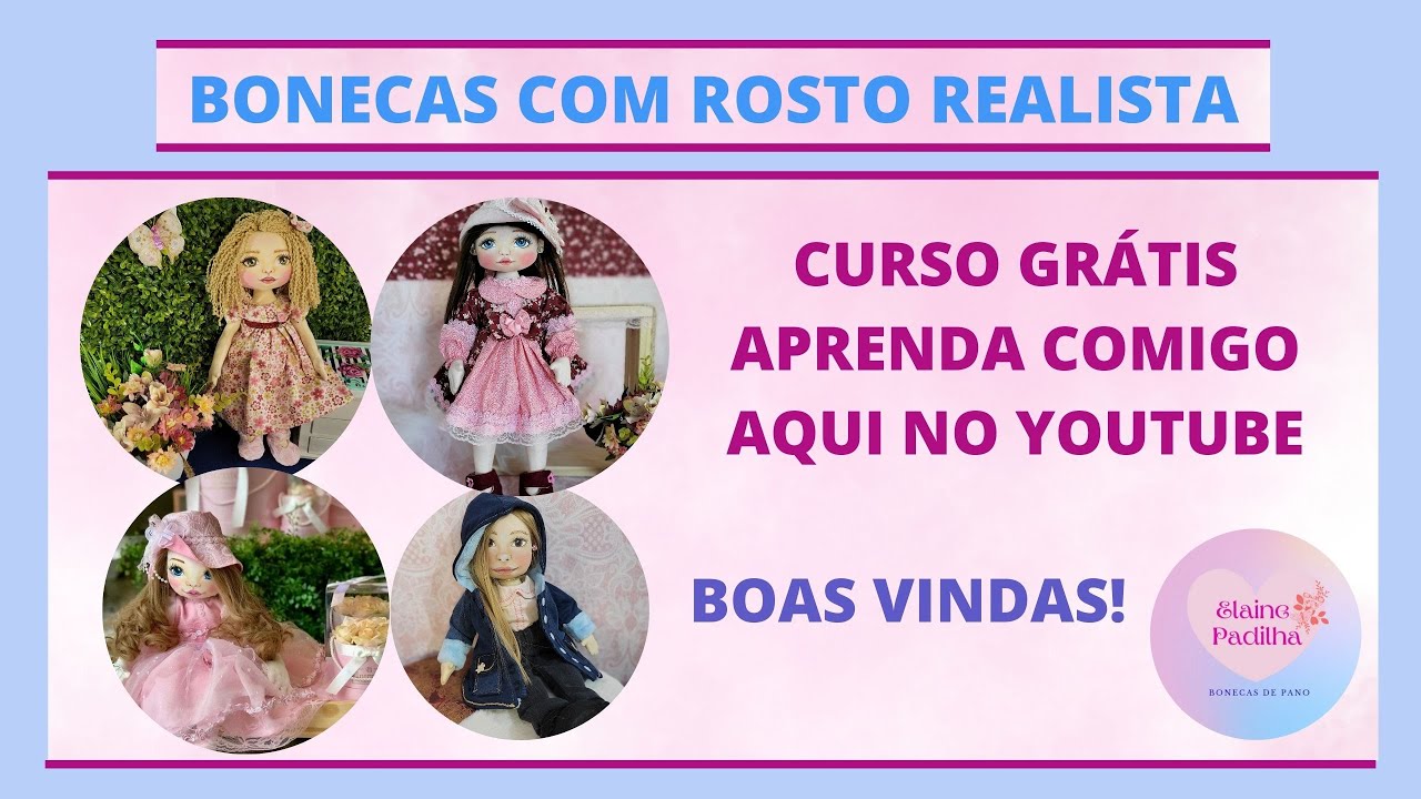 CRIE as mais lindas bonecas de pano com ROSTO REALISTA pintado. Aprenda comigo GRATUITAMENTE.