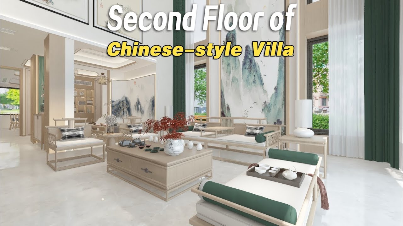 Second Floor of Chinese-style Villa,Amazing Double-Height Living Room
